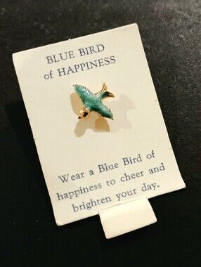 Vintage Turquoise Enamel Bird Pin - Blue Bird